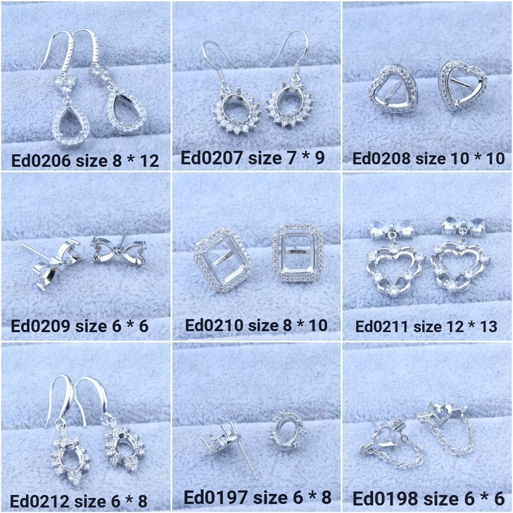 Shopee ต่างหูการตั้งค่า Bezel พร้อม Rhinestones 6x6 8x8 6x8 10 มม.การตั้งค่า CZ สําหรับเครื่องประดับ DIY อินเทรนด์บน Xiaohongshu
