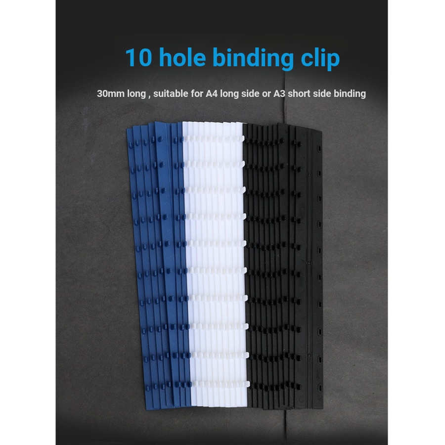 หลวม-leaf Buckle 10-hole Binding Clip Strip สีดําสีฟ้า Perforated Binding Clip Loose-Leaf Ten-Hole B