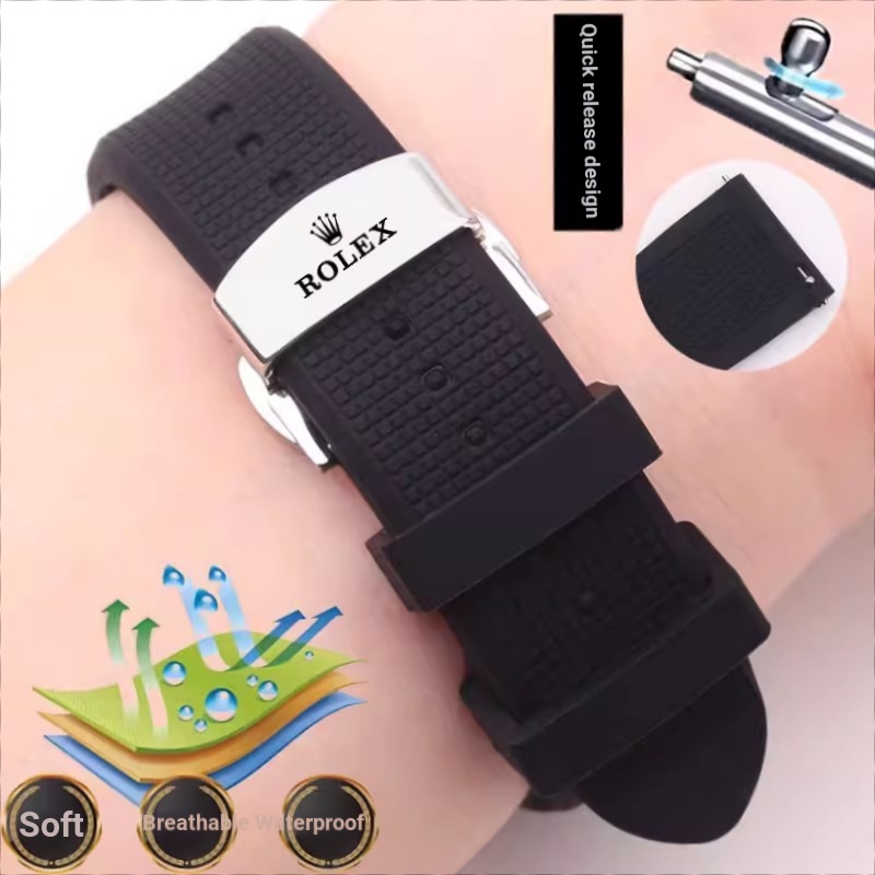 [เครื่องมือติดตั้งฟรี] สายนาฬิกา Rolex Silicone Rolex Black Water Ghost