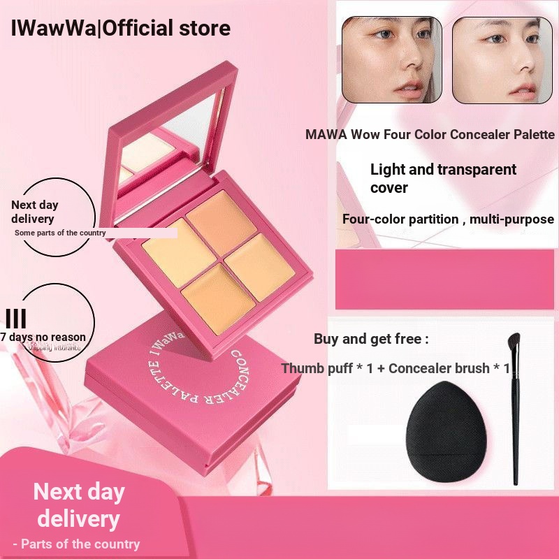 Iwawa Four-Color CONCEALER Palette คอนซีลเลอร์ปกปิด Dark Circles Spots Acne Marks Law Lines Moisturi