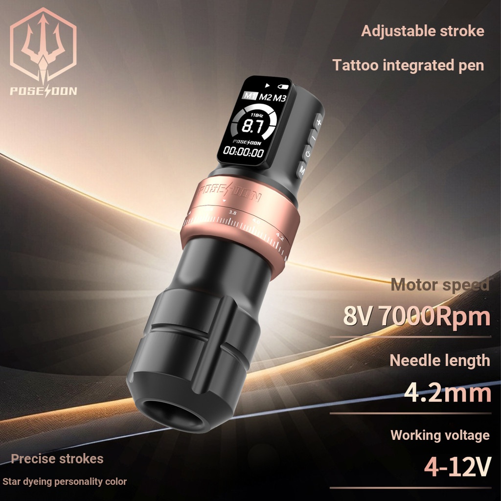 Poseidon Wireless Tattoo Pen ปรับ Itinerary Tattoo Machine Secant Misting All-in-One Machine Tattoo Motor Machine