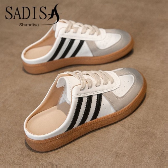 Silver Half Slippers Heelless Baotou Shoes Slip-On Slip-On Shoes Womens Mules