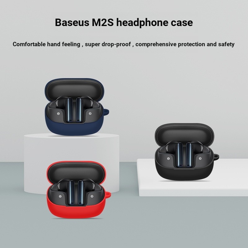 เหมาะสําหรับเคสหูฟัง Baseus M2s รวมทุกอย่างกันกระแทก m2s หูฟังบลูทูธเคสป้องกันซิลิโคนอ่อนนุ่ม