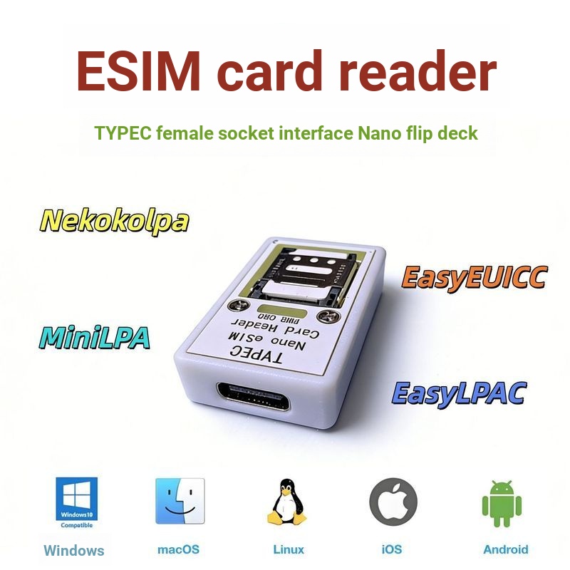 TYPEC/Nano Flip เครื่องอ่านการ์ด eSIM ยืดหยุ่นด้วยตนเอง eSTK/9esim/5ber/PlanB/ST33/Xesim