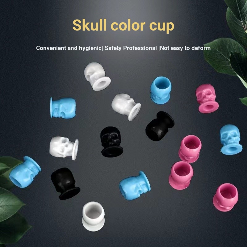 Tattoo Pigment ถ้วย Skull Tattoo Pigment ถ้วย Toning พร้อมฐาน Skull ถ้วย Tattoo Pigment ถ้วย