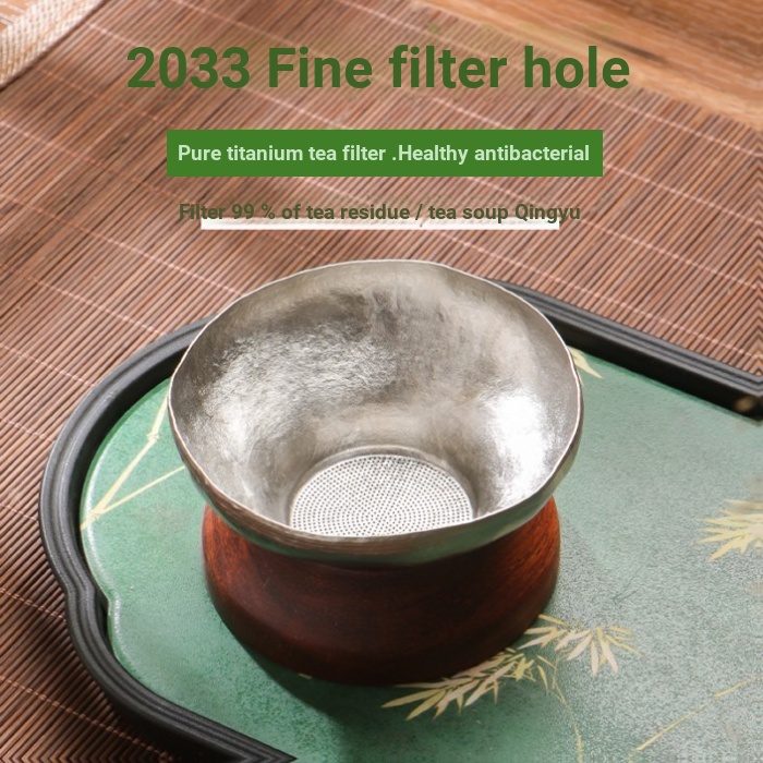 Pure Titanium Handleless Tea Leak Tea Strainer Thousand-Hole Integrated Tea Sealing Ultra-Fine Tea S