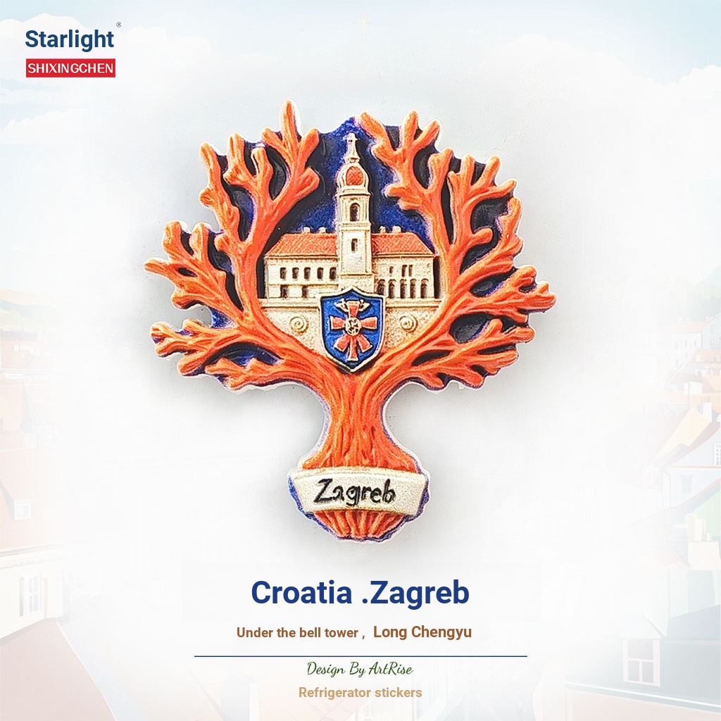 Croatia Zagreb สติกเกอร์ตู้เย็นสติกเกอร์แม่เหล็กสามมิติ Travel ของที่ระลึกตกแต่งบ้านน่ารัก