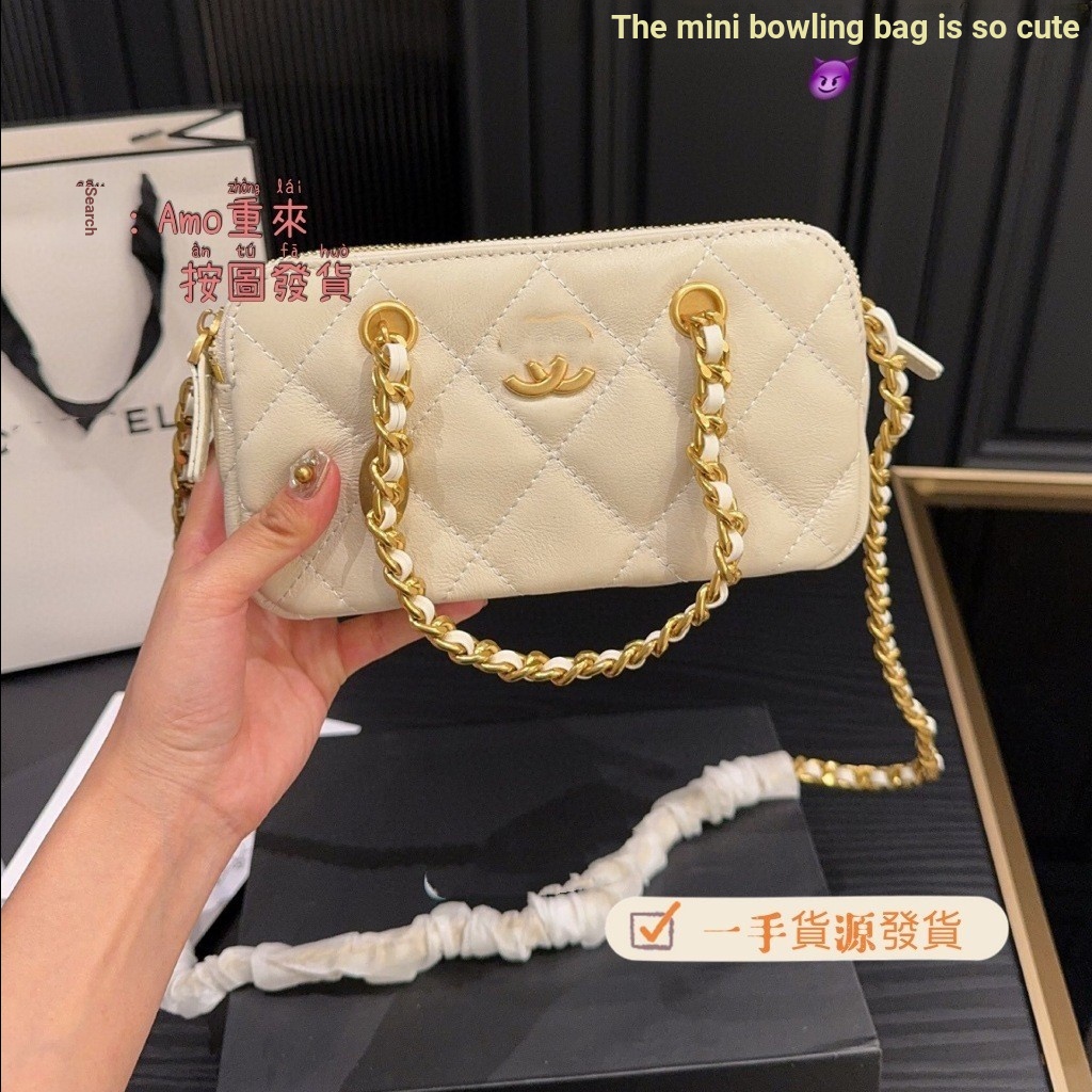 23k Gold Coin Chain Bowling Bag Handbag Quilted