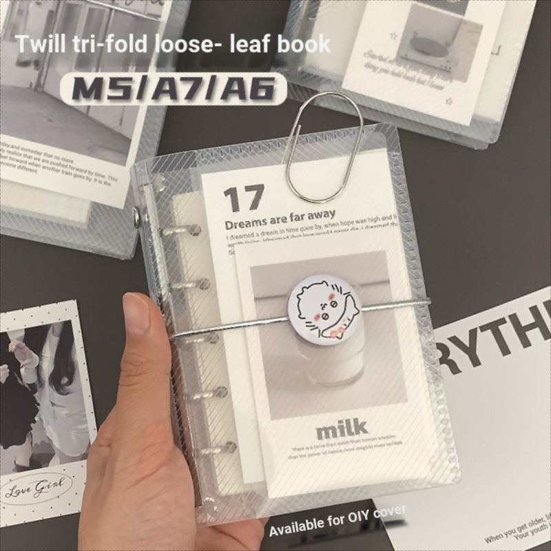M5A7A6 Loose-leaf PP Notebook Shell Mini แบบพกพาสติกเกอร์วัสดุการ์ดขนาดเล็ก Photo Storage คู่มือ