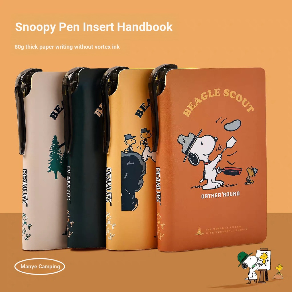 Snoopy สมุดบันทึกแบบพกพาคู่มือสมุดจดบันทึกน่ารักมูลค่าสูงไดอารี่นักเรียนกระเป๋ามินิโน๊ตบุ๊คขนาดเล็ก