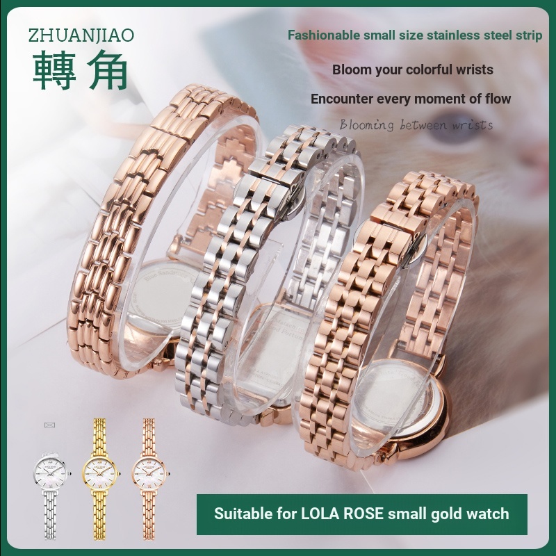 บางสายหญิงเปลี่ยน Langqin ELLE สายเหล็ก Lola Rose สีเขียวขนาดเล็กนาฬิกา Mark Waffie นาฬิกาหญิง 10 มม