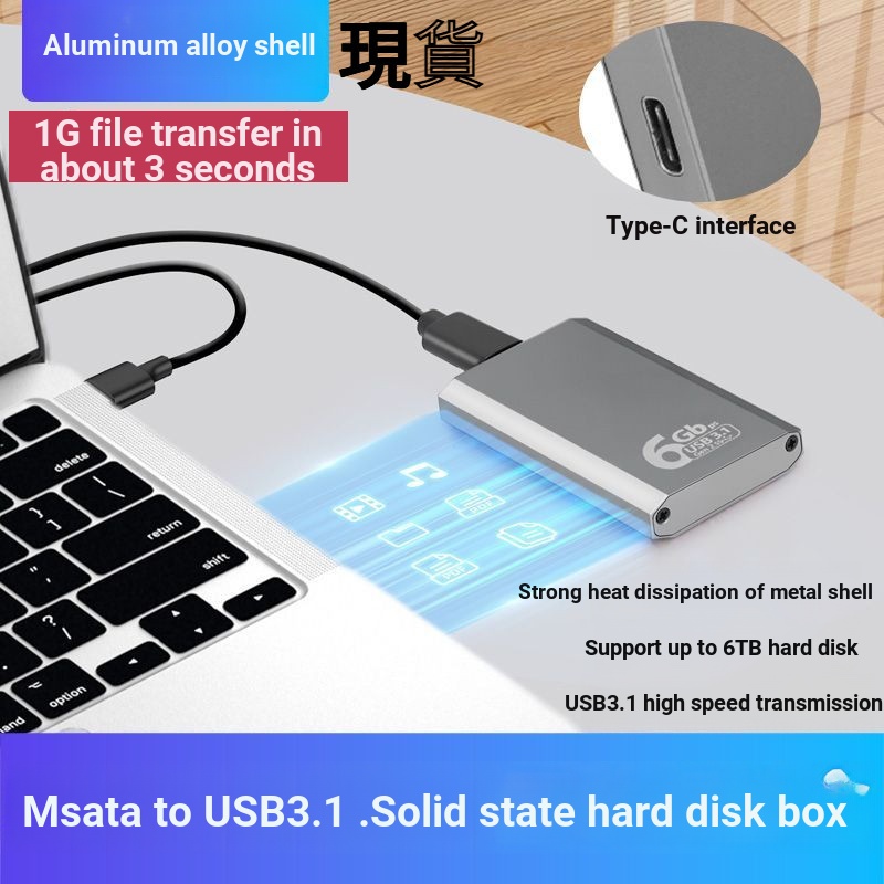 Msata Solid State Drive Box ssd External Box mSATA to usb3.1 External Shell typec Mobile Box