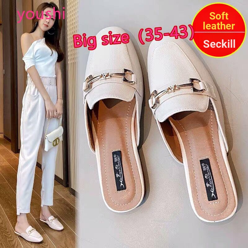 รองเท้าแตะขนาดใหญ่ 35-43 เป่าโถว ครึ่งผู้หญิง ฤดูร้อน ใส่สบาย อินเทรนด์ 42