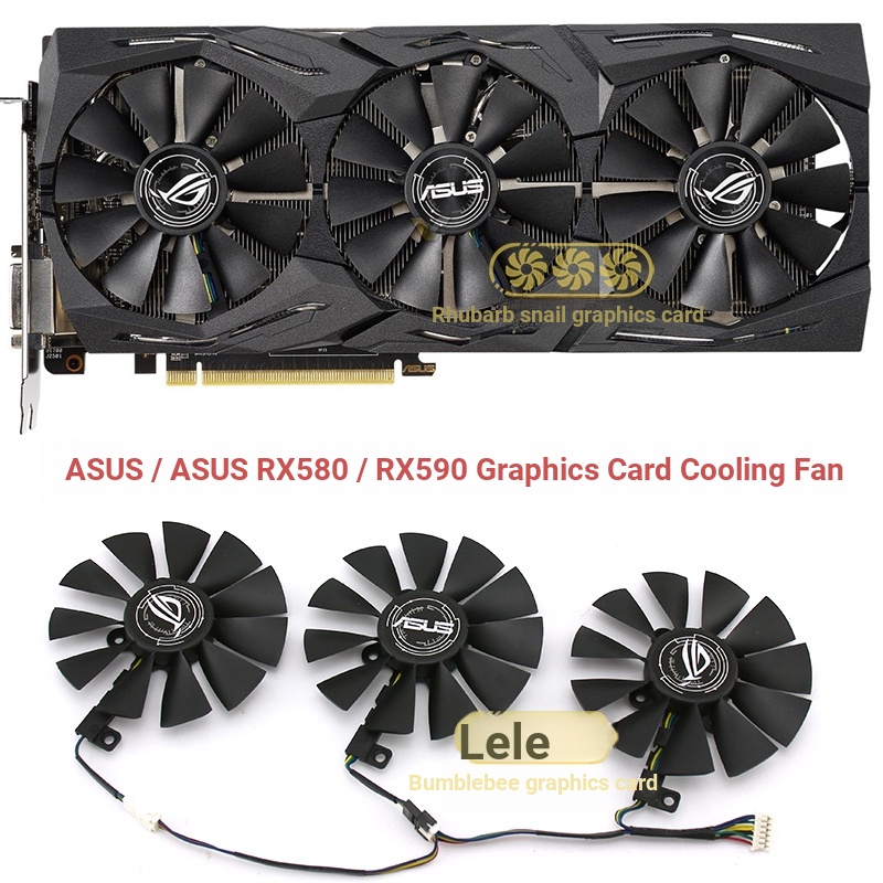 หม้อน้ํากราฟิกการ์ด Asus/Asus RX 580/RX590 ROG STRIX GAMING TOP กราฟิกการ์ดพัดลมระบายความร้อน