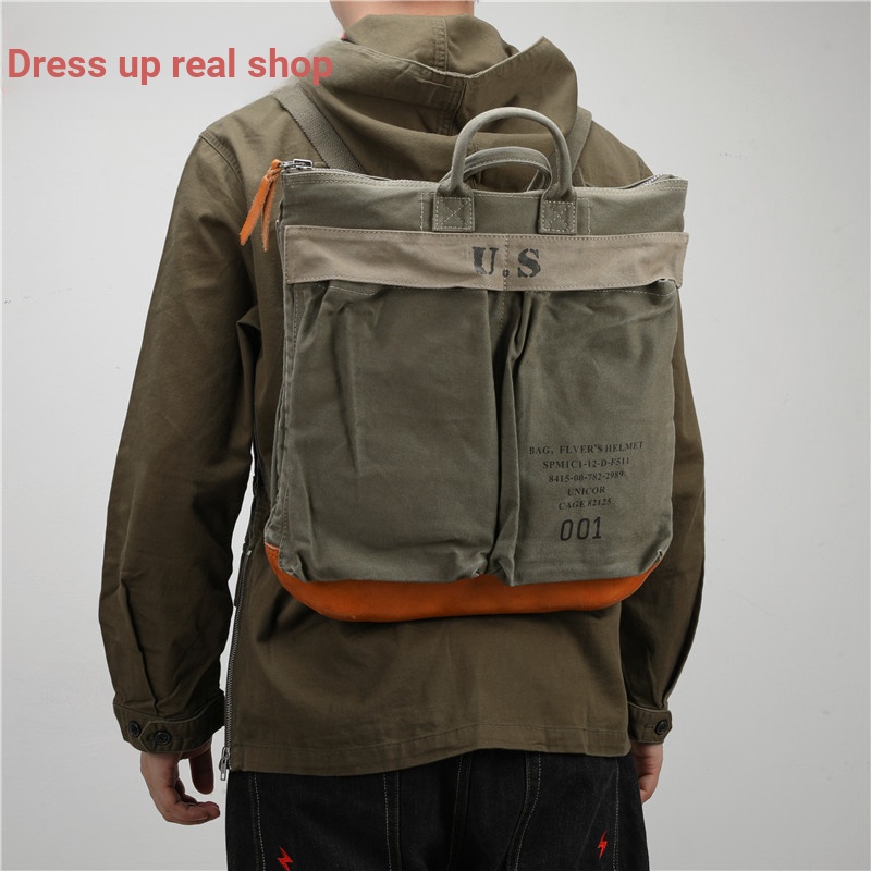 Qiuzhen Shop American Retro Motorcycle Bag Backpack Washed Distressed Canvas Bag Mens Handbag Outdoo