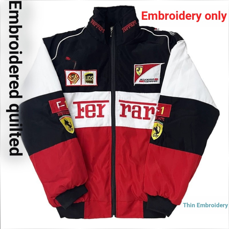 F1 Racing Jersey เสื้อแจ็คเก็ต Ferrari สีขาว F1 ปักรถจักรยานยนต์เสื้อเจอร์ซีย์นักปั่นยุโรปอเมริกัน F