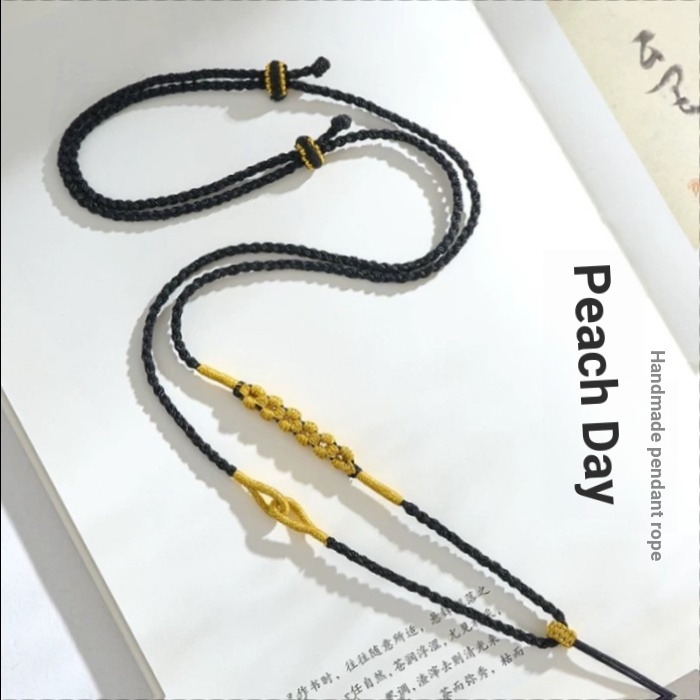 Pure Hand-Woven Four-Strand Braided Peach Blossom จี้สร้อยคอ Lanyard ใหม่สไตล์จีน Red String พร้อม