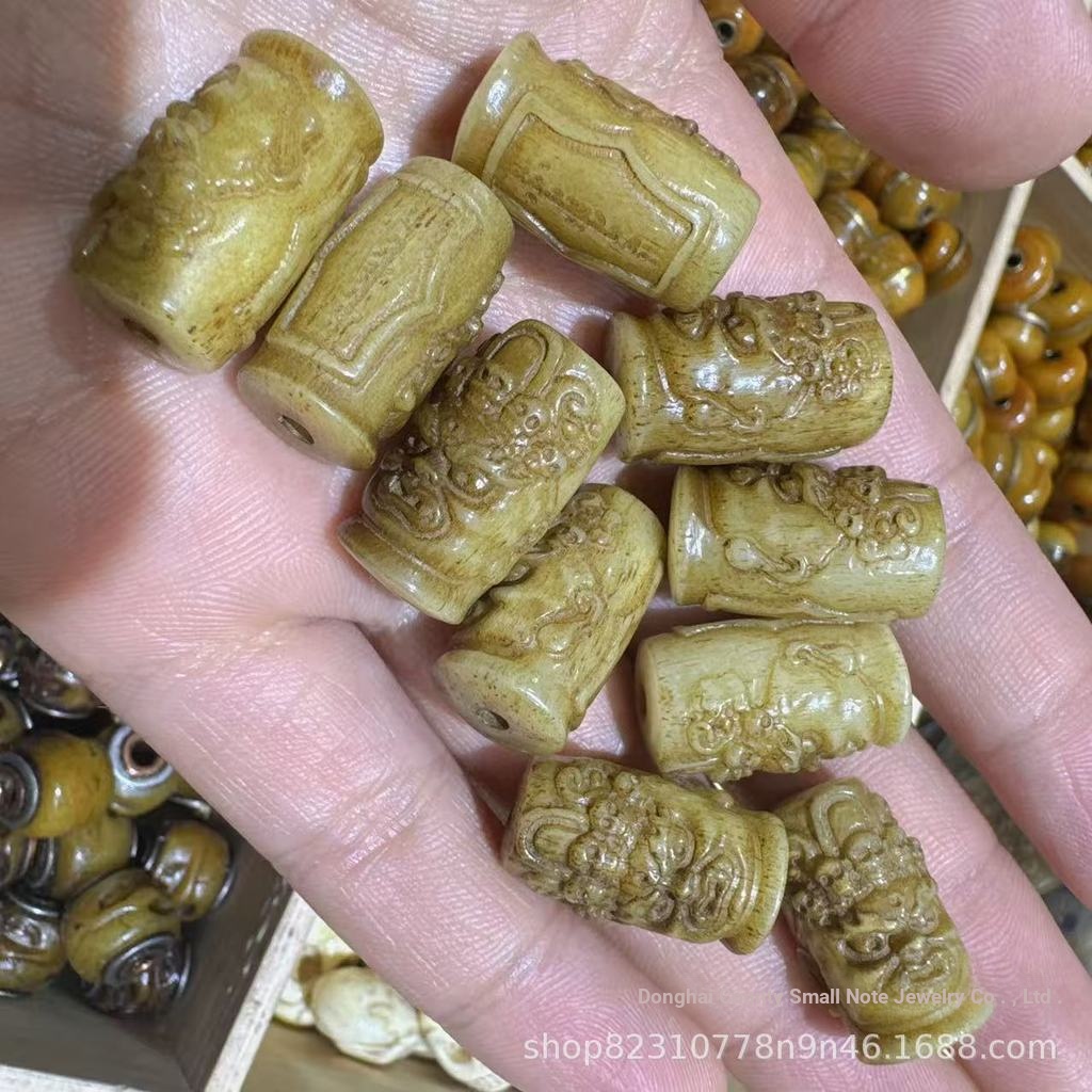 Camel Bone Distressed Big Black Sky Barrel สร้อยข้อมือลูกปัดสร้อยข้อมือมือถือ Retro diy อุปกรณ์เสริม