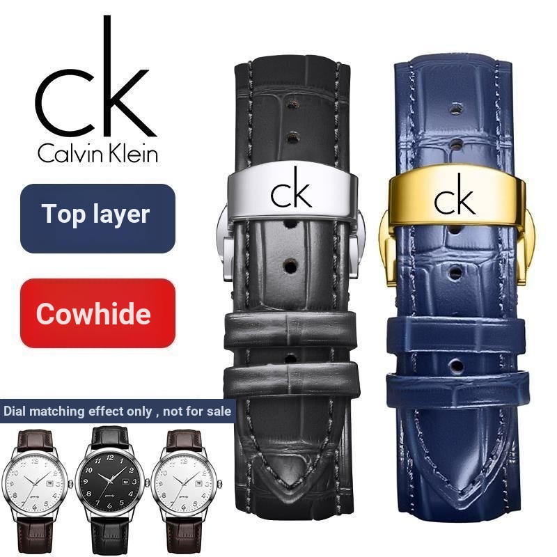 [เครื่องมือติดตั้งฟรี] CK Strap หนังแท้ผู้ชายผู้หญิงสายนาฬิกา K2Y2