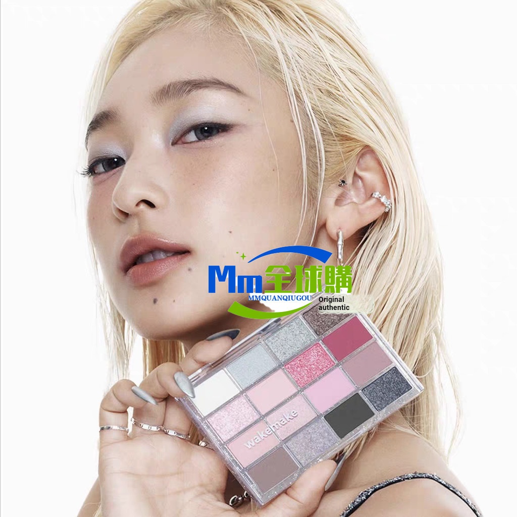 เกาหลีเกาหลี wakemake wakemake Charm Sixteen Color Eyeshadow Palette Silver Crush Fine กระพริบ Pearl