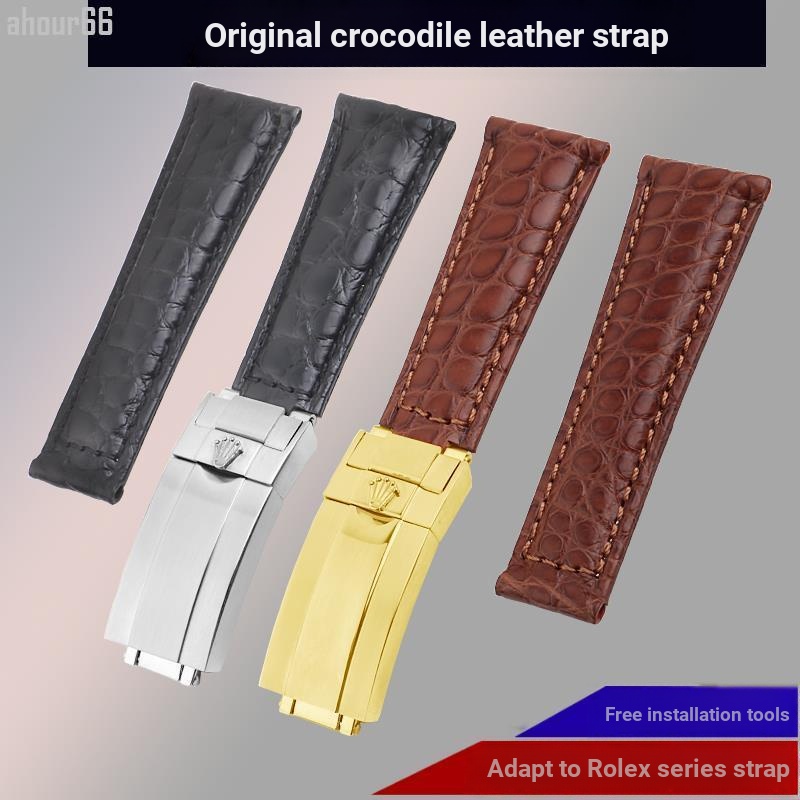 Rolex บทบาทสมมุติ สายนาฬิกาหนังแท้หนังจระเข้ Daytona สีดําสีฟ้าสีเขียวน้ํา Ghost Yacht สุภาพสตรีผู้ช