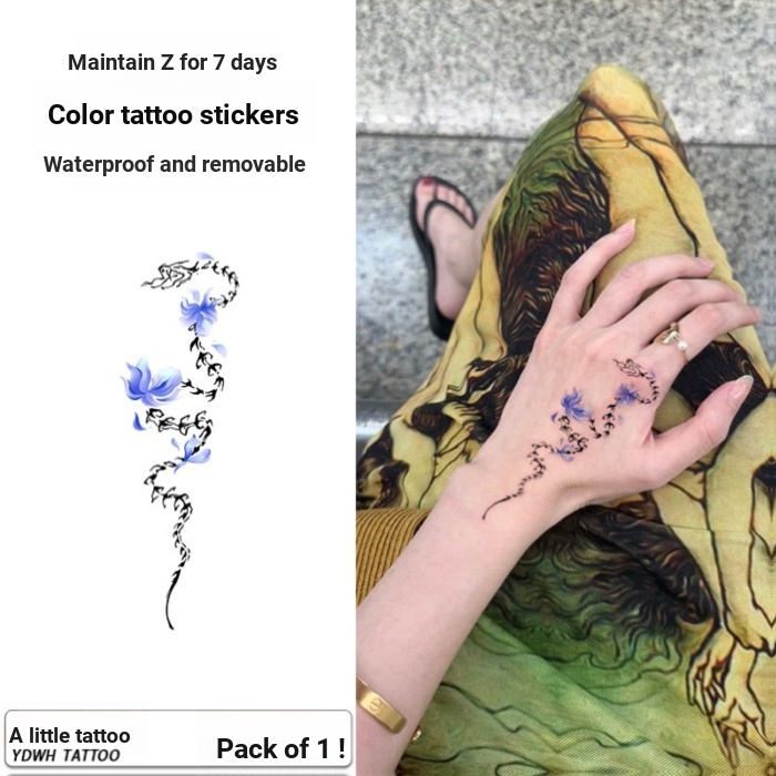 Iris Snake Bone Tattoo สติกเกอร์หญิงรักกันน้ํายาวนานสี tattoo สามารถ Clavicle Arm การ์ตูนสติกเกอร์ i