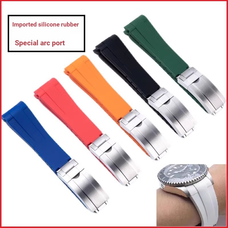 สายนาฬิกายางซิลิโคนคุณภาพดี เหมาะสําหรับ Rolex Black Green Water Ghost 41mm Strap 21mm Explorer 2