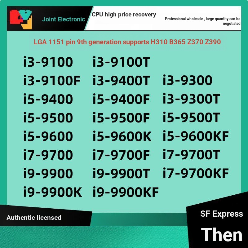 คุณภาพดี⭐หลวมแท็บเล็ต i3 9100 9100F 9300T i5 9400F 9500 9600K i7 9700 9700F 9900kf