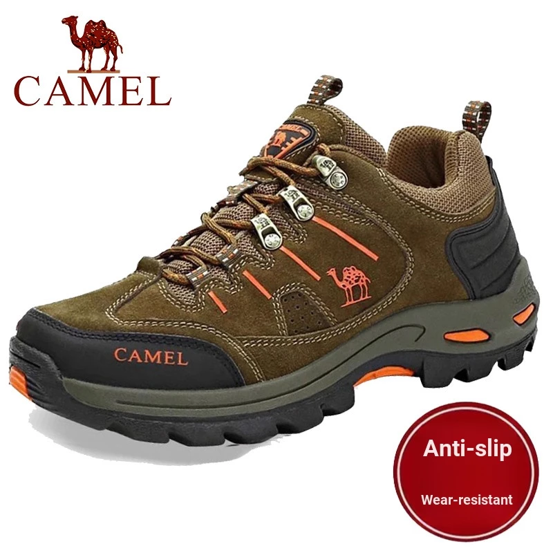 รองเท้าเดินป่าชายหญิง Camel หนังกันน้ำกันลื่น