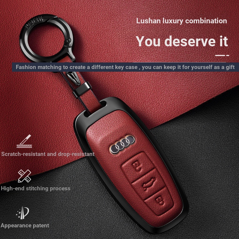 Audi A6L รถสร้างสรรค์ซองหนังเหมาะสําหรับ 2024 A8 A7l Q7 Q6 Q8 โลหะผสมสมาร์ทคีย์ซองหนังป้องกัน