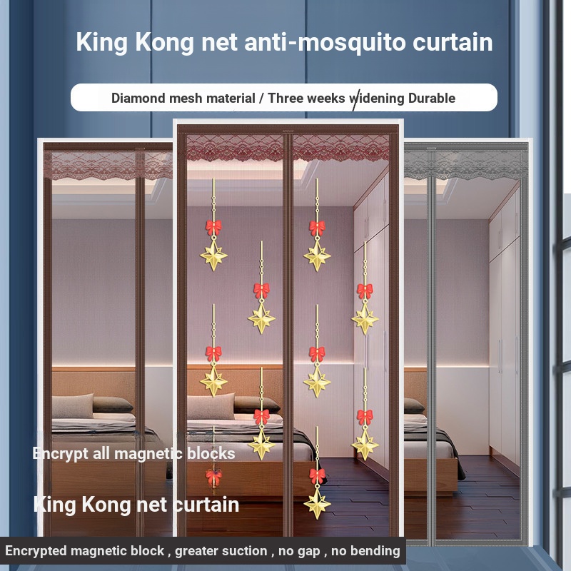 ที่ขายดีที่สุด King Kong สุทธิฤดูร้อน Anti-ยุงผ้าม่านประตูในครัวเรือน High-End แม่เหล็กเข้ารหัสประตู