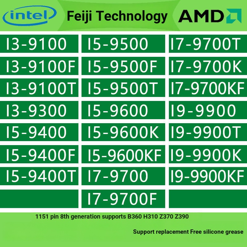 คุณภาพดี⭐ฟิล์มหลวม I3 9100 9100F I5 9400 9400F 9500 9600KF I7 9700 I9 9900 T KF