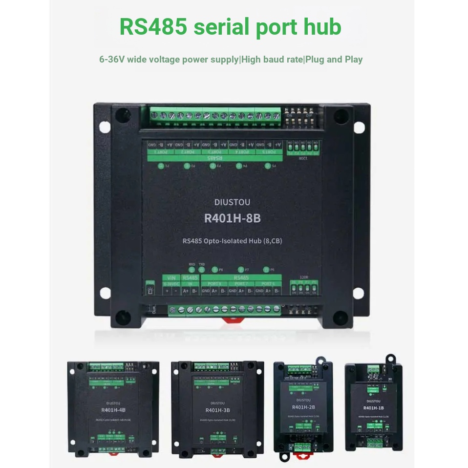 1 จุด 1/2/3/8 ช่อง RS485 Optocoupler ประเภทแยก Serial Port Hub Semi-Dual ทํางานเกียร์โปร่งใส 32 Nods