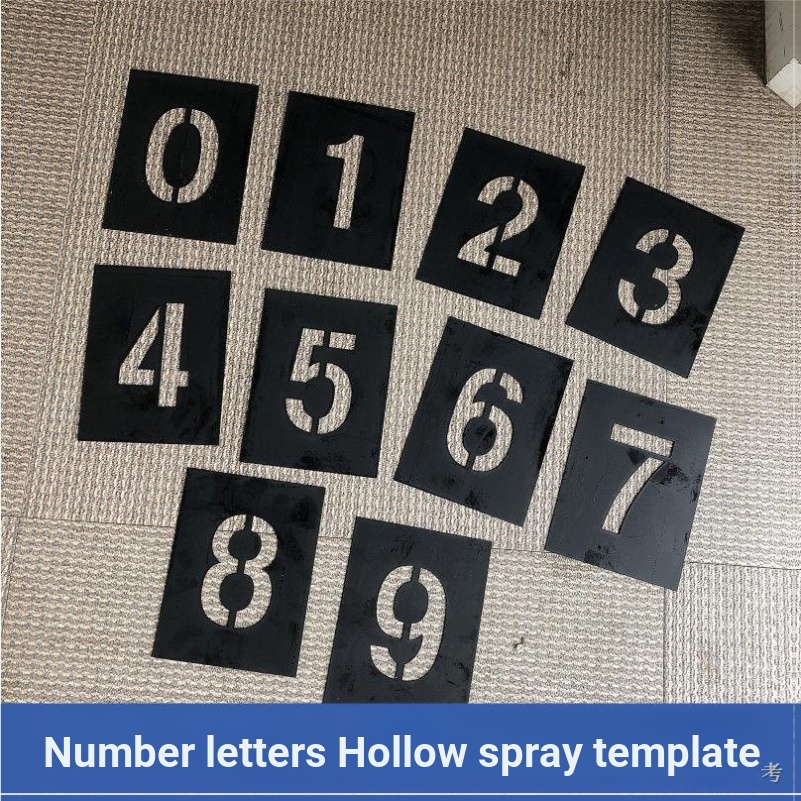 [แม่พิมพ์ลายนูน] [เครื่องมืออบตกแต่ง] พีวีซีกลวงดิจิตอลแม่แบบสีสเปรย์คําแม่พิมพ์แผ่นเหล็กชุบสังกะสี0