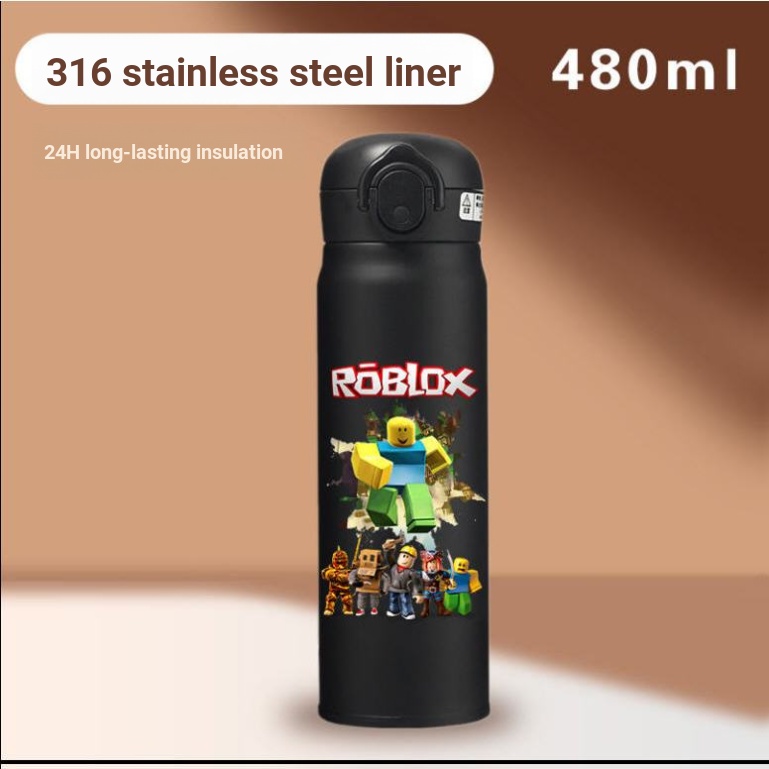 Most MC Minecraft ถ้วยน้ําข้าวโอ๊ตการ์ตูนเกม Roblox ขวดน้ําดื่มโดยตรงทนความร้อนนักเรียนประถมถ้วยเก็บความร้อนถ้วยน้ําเด็ก