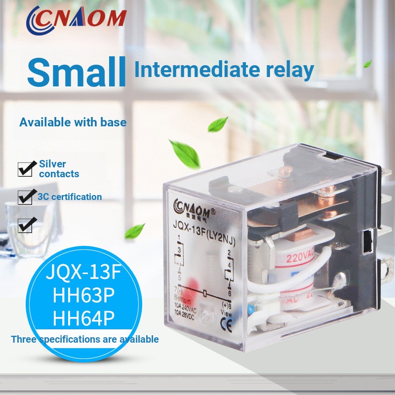 รีเลย์ขนาดเล็กกลางไฟฟ้า HH63P 62P 64P แม่เหล็กไฟฟ้า 12V24V220V380V สามารถเปลี่ยน LY3NJ