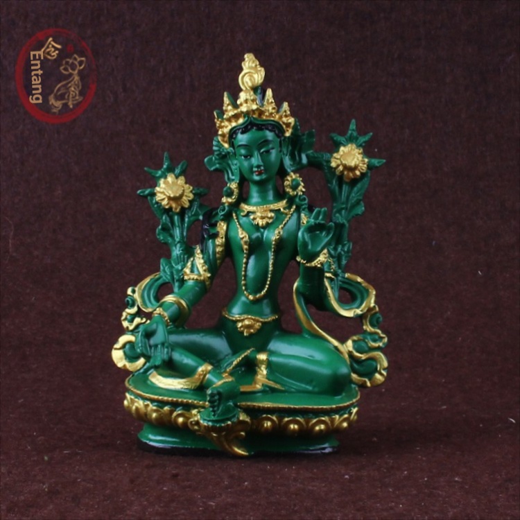 ☏❁สีเขียว ทารา พระโพธิสัตว์ ตันตระ พระพุทธรูปเรซิ่นรูปปั้นพระพุทธรูปขนาดเล็กเจ้าแม่กวนอิมพระโพธิสัตว์อินคาร