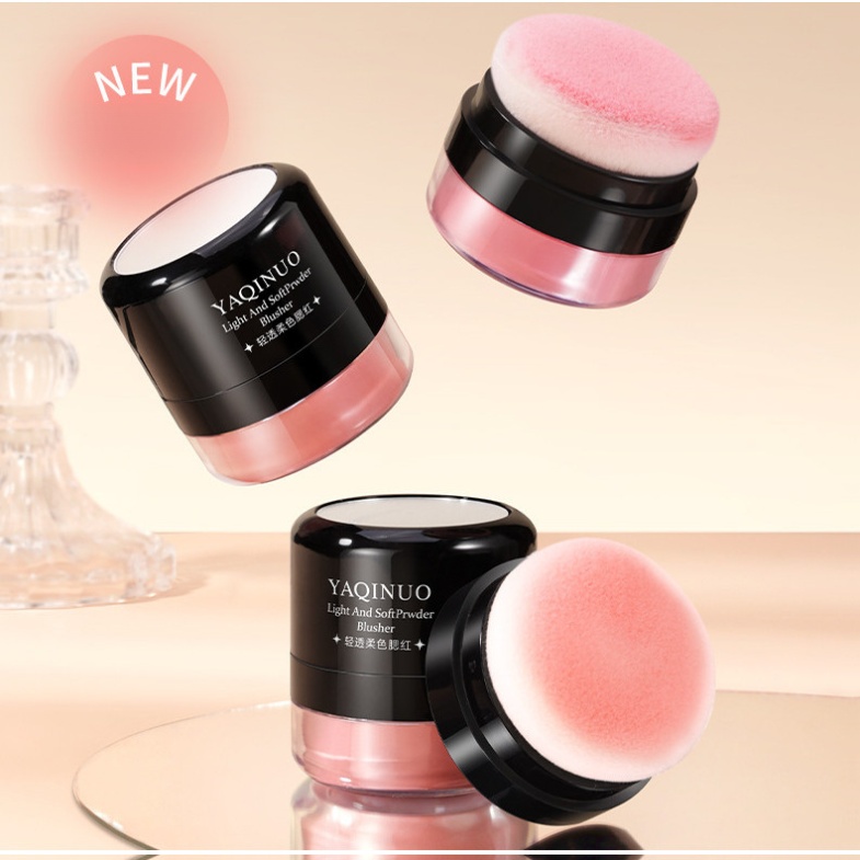 YAQINUO YAQINUO แสงโปร่งใสนุ่มสี Lazy Blush หัวเห็ดเบาะ Blush High Gloss Repairing Rouge Powder หญิง