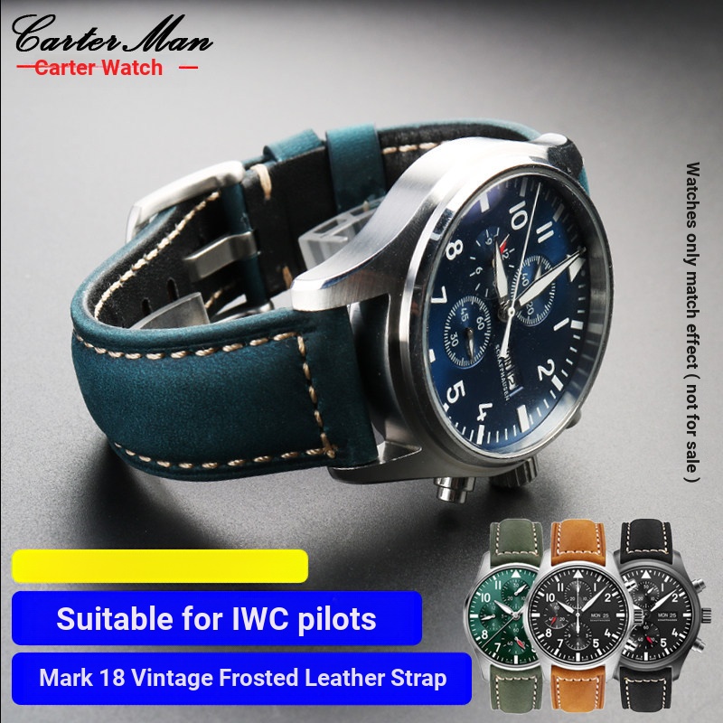 เหมาะสําหรับ IWC IWC Pilot Series IW377714/IW388114ผู้ชายสายหนังเคลือบวินเทจ