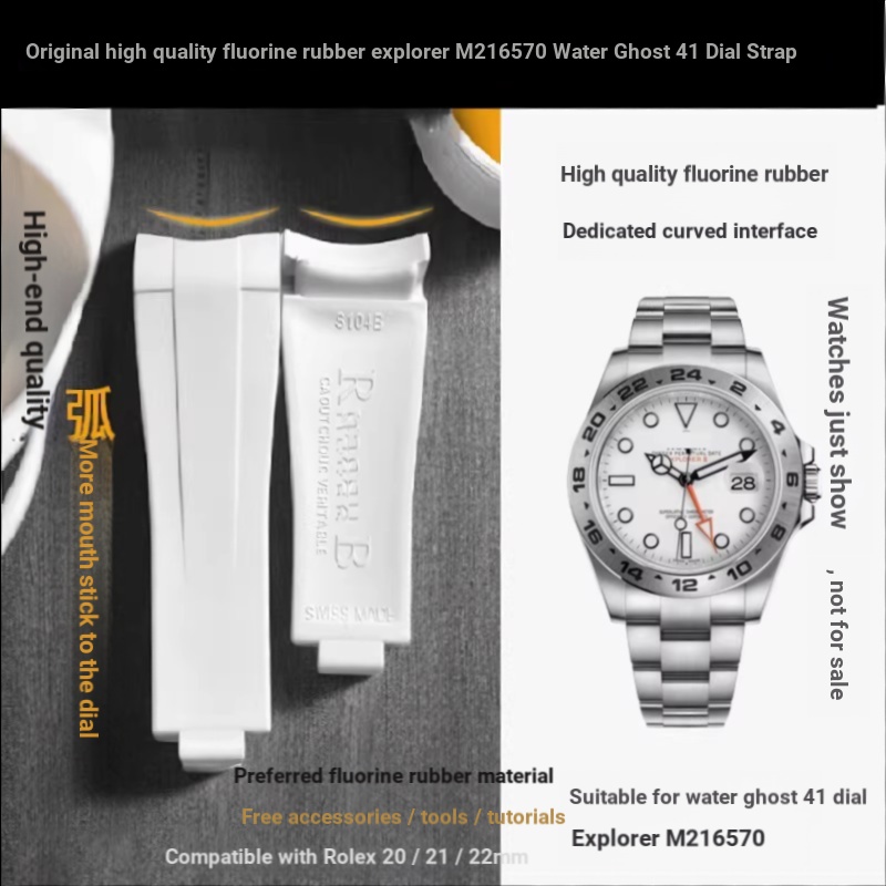 Original Fluorine สายนาฬิกายางเหมาะสําหรับ Rolex Explorer 2 ใหม่ Black Water Ghost สีเขียว Water Gho