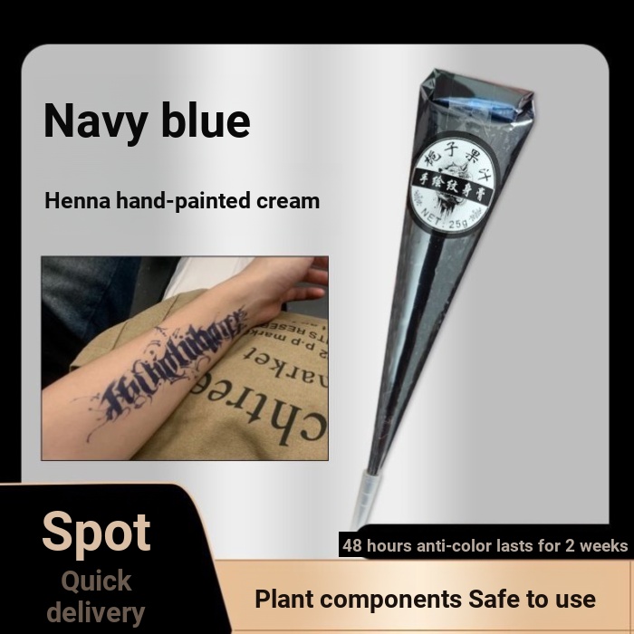 Pure Plant Navy Blue Henna Tattoo Cream กึ่งถาวร jagua Pure Hand-Painted Cream จําลอง Tattoo สี Tatt