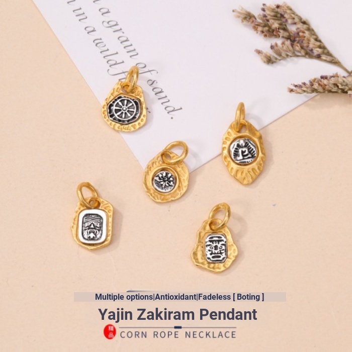 ♞,♘วิธีโบราณทอง Zakiram จี้ทิเบต Zakiram จี้ลูกปัดอุปกรณ์เสริมสร้อยคอสร้อยข้อมือ