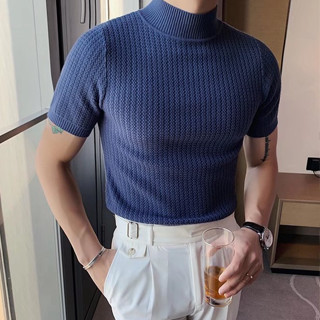 เสื้อยืดแขนสั้น คอสูง ระบายอากาศได้ดี แฟชั่นฤดูร้อน สําหรับผู้ชาย ไซซ์ M - 3xl