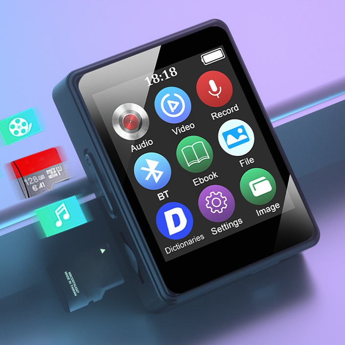 เครื ่ องเล ่ น MP3 Bluetooth Full Screen Walkman แบบพกพากีฬา Mp4 Video Music Player /E-book/Recorder