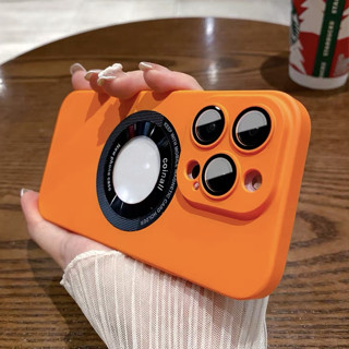 【Mid-Transparent Case/With Lens Film/Orange】เคส compatible for iphone 12 pro max 13 pro max 14 pro max case hard case