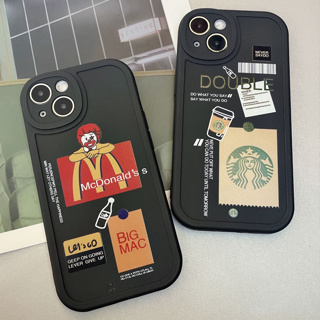 สำหรับ เคส iPhone 14 13 11 12 Pro Max starbucks mcdonalds Case สำหรับ iPhone 13 11 12 Pro Max XR X XS 7 8 Plus 6 6S SE i7Plus ปลอกการ์ตูนน่ารัก กล้องป้องกันเลนส์ซิลิโคนฝาครอบโทรศัพท์ 14Pro 13Pro 12Pro max iPhone case