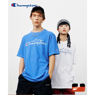 Champion เสื้อยืดลําลอง ผ้าฝ้าย แขนสั้น พิมพ์ลายโลโก้ แฟชั่นสําหรับผู้ชาย และผู้หญิง