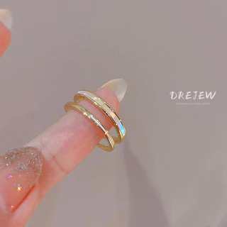 DREJEW แหวนทอง 18K ประดับเพทาย สองชั้น หรูหรา ระดับไฮเอนด์ เครื่องประดับ สําหรับผู้หญิง