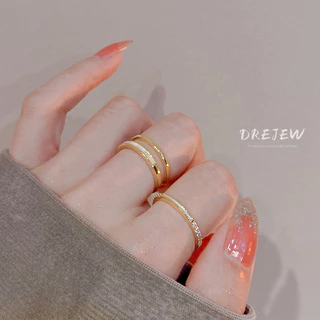 DREJEW แหวนทอง 18K ประดับเพทาย สองชั้น หรูหรา ระดับไฮเอนด์ เครื่องประดับ สําหรับผู้หญิง