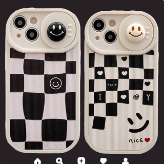 เคสไอโฟน การ์ตูนน่ารัก case iPhone14 13 คู่รัก 3D การ์ตูน ใบหน้ายิ้มลายสก๊อตนำโชค เคสไอโฟน12 เคสไอโฟน11พลัส เคสไอโฟน11 เคสiPhone14Pro caseiPhone13promax เคสไอโฟนxr 14PROMAX case i12 เคสi11